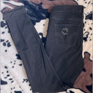 Hollister Low Rise Crop Stretch Black Skinny Jeans Size 7L